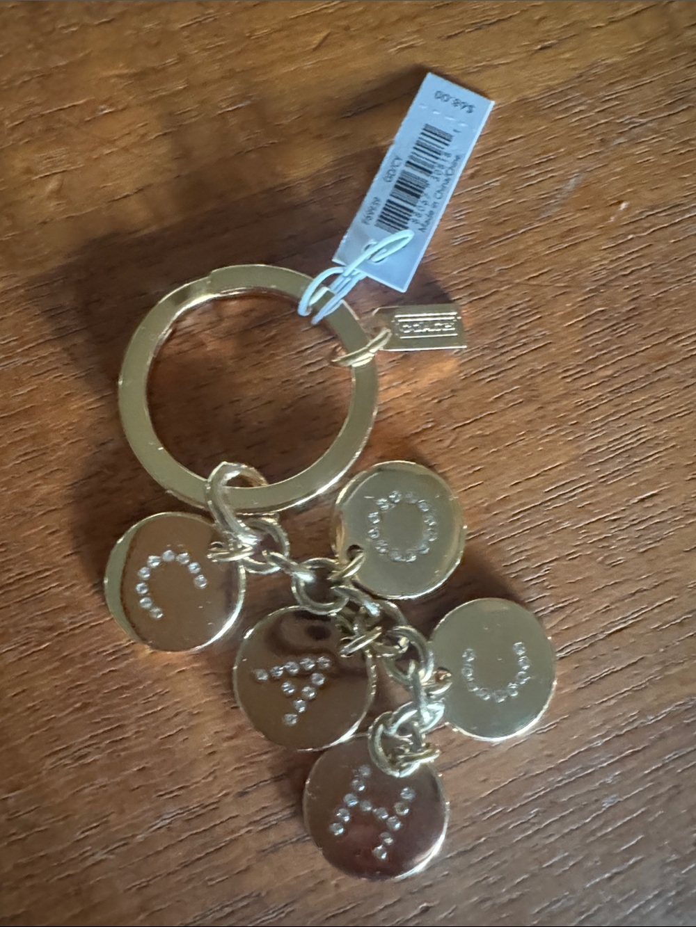 Coach Gold-Tone Disc with C-O-A-C-H Charm Keyring